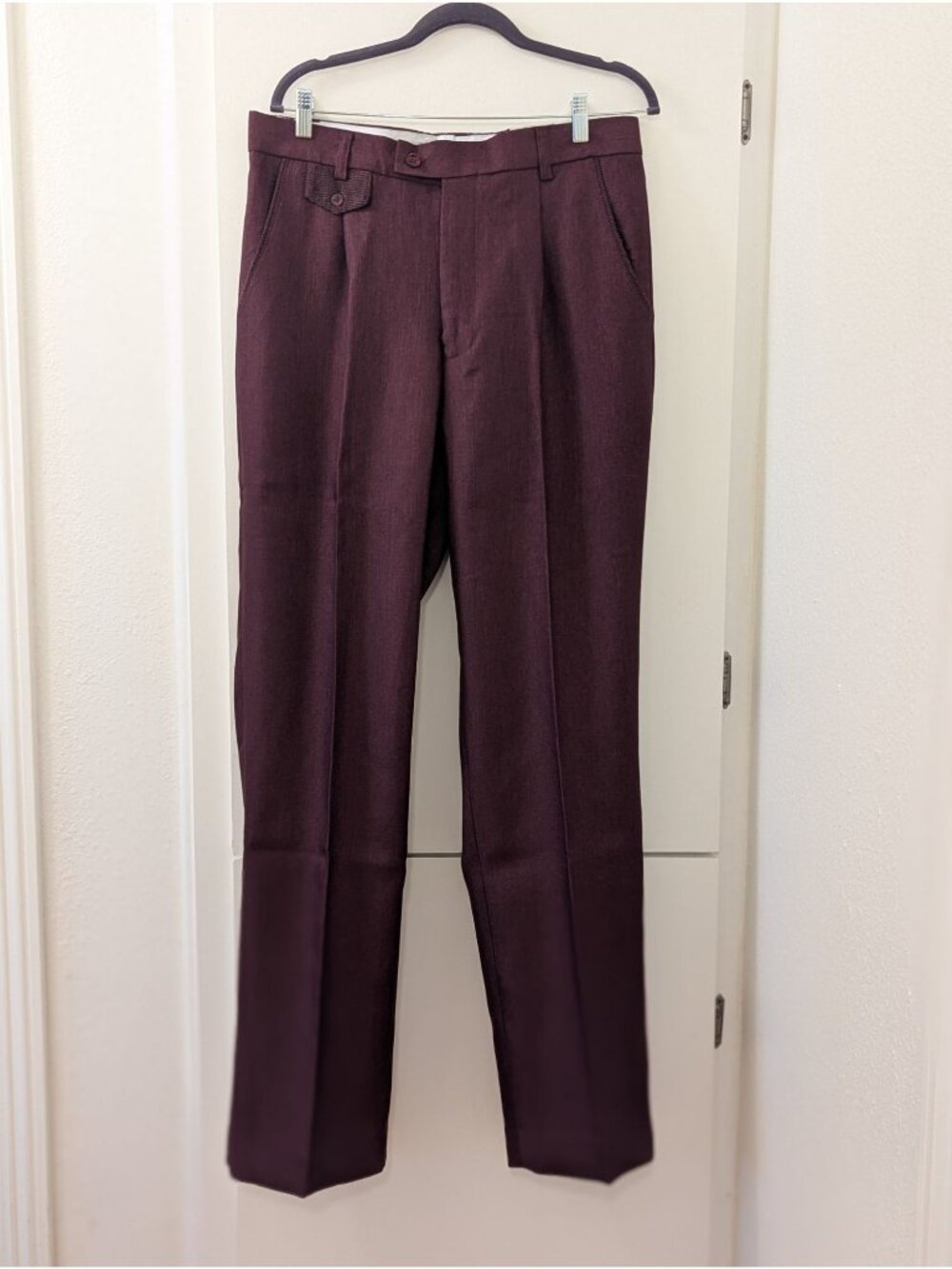Stacy Adams Mens Maroon Dress Pants Size 34 100% Rayon Flat Front Tailored Fit